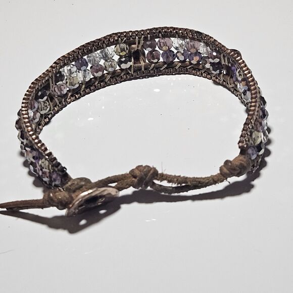 **Final Sale** Nakamol Copper Colored Purple Beaded Skull Bracelet 6.5/7.5" - Picture 11 of 13